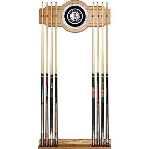  Trademark Global Brooklyn Nets NBA Billiard Cue Rack with Mirror