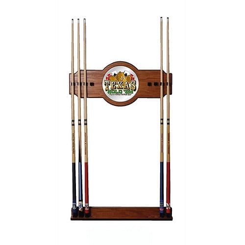  Trademark Global Texas Hold em 2-Piece Wood and Mirror Wall Cue Rack