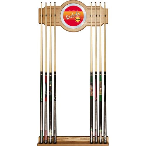  Trademark Global Houston Rockets Hardwood Classics NBA Cue Rack with Mirror