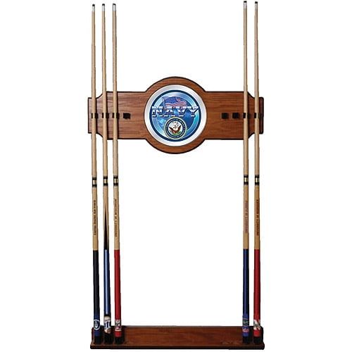  Trademark Global U.S. Navy 2-Piece Wood and Mirror Wall Cue Rack