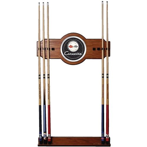  Trademark Global Corvette C1 2-Piece Wood and Mirror Wall Cue Rack, Black