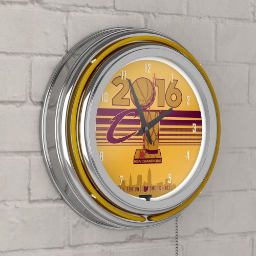  Trademark Global Cleveland Cavaliers 2016 NBA Champions Chrome Double Rung Neon Clock