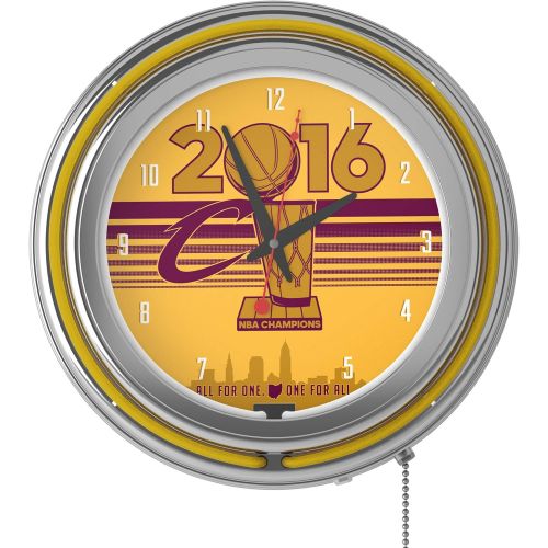  Trademark Global Cleveland Cavaliers 2016 NBA Champions Chrome Double Rung Neon Clock