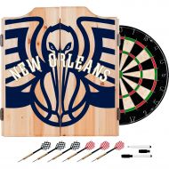 Trademark Global Trademark Gameroom NBA7010-NOP2 NBA Dart Cabinet Set with Darts & Board - Fade - New Orleans Pelicans