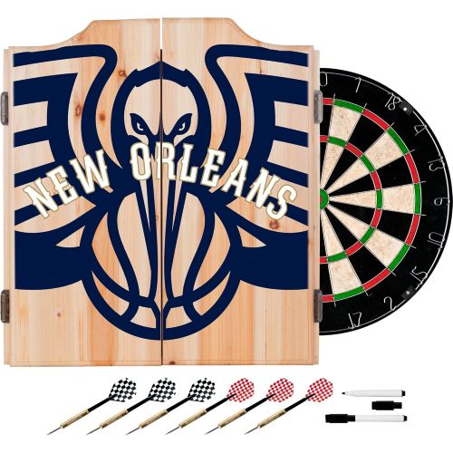  Trademark Global Trademark Gameroom NBA7010-NOP2 NBA Dart Cabinet Set with Darts & Board - Fade - New Orleans Pelicans