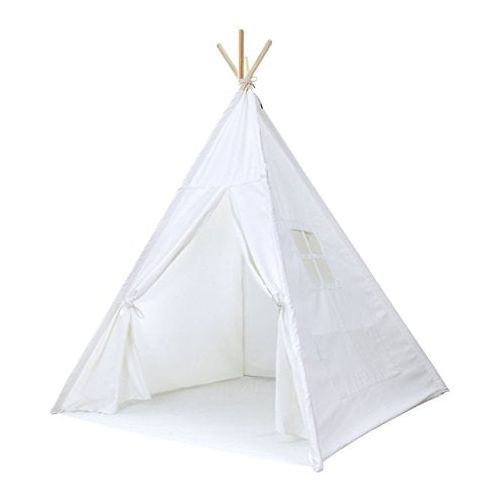  Trademark Innovations Giant Canvas Teepee Customizable Canvas Fabric in White Color With Carry Case