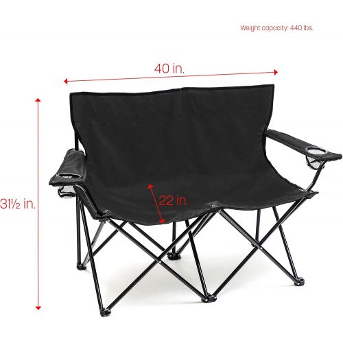  Trademark Innovations 31.5H Loveseat Style Double Camp Chair with Steel Frame