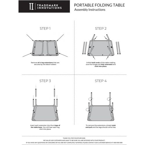  Trademark Innovations Aluminum Adjustable Portable Folding Camp Table With Carry Handle, 23.6L x 17.7W, White