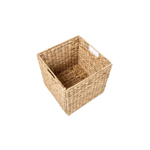  Trademark Innovations Foldable Hyacinth Storage Baskets with Iron Wire Frame (Set of 4)