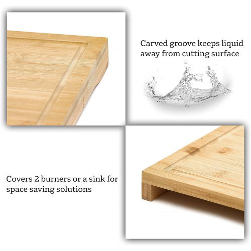  21 Bamboo Sink and Stove Burner Cover & Cutting Board by Trademark Innovations