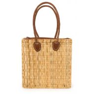 Traders and Company Moroccan Straw Tote Bag w/ Leather Zip Top, 15Lx4.5Wx11H - Tatami Purse