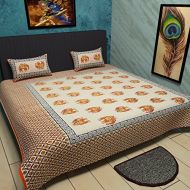 Traditional mafia traditional mafia Ethnic Collection 100% Pure Cotton Printed Double Bedsheet with 2 Pillow Covers, King, Orange