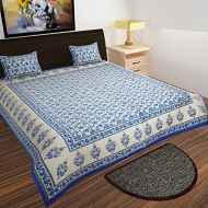 Traditional mafia traditional mafia Mughal Collection 100% Pure Cotton Printed Double Bedsheet with 2 Pillow Covers, King, Blue
