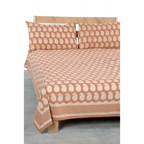  Traditional mafia traditional mafia Luxury Collection-Printed Double Bed Sheet Set with 2 Pillow Covers, King, Size, Mud Brown