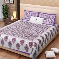 Traditional mafia traditional mafia Floral Vine Printed Double Bed Sheet Set with 2 Pillow Covers, King, Purple/Pink