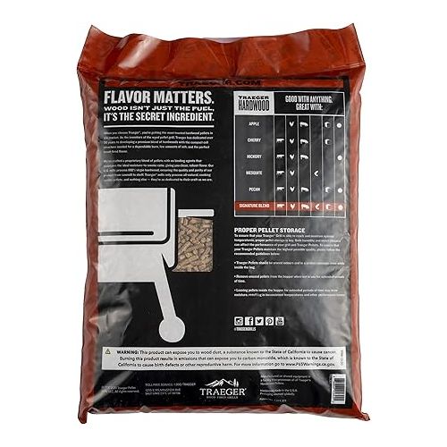  Traeger Grills Signature Blend 100% All-Natural Wood Pellets for Smokers and Pellet Grills, BBQ, Bake, Roast, and Grill, 20 lb. Bag