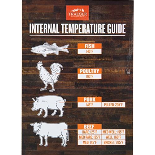  Traeger Grills BAC462 Internal Temperature Guide Reference Magnet, Brown and White