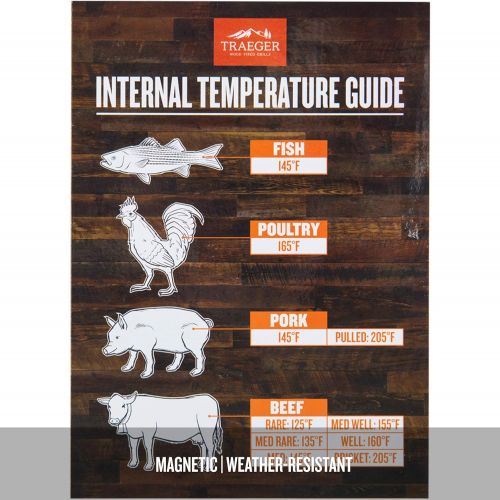  Traeger Grills BAC462 Internal Temperature Guide Reference Magnet, Brown and White