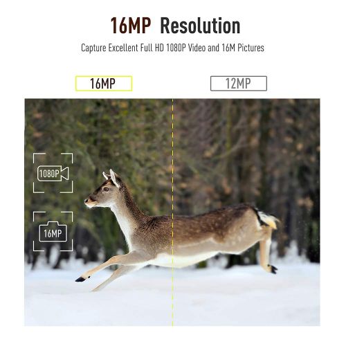  HOMCOM Trail Camera 16MP 1080P, Game Camera with No Glow Night Vision Up to 65ft, 0.2s Trigger Time Motion Activated, 2.4 Color Screen IP66 Waterproof Wildlife Hunting Camera