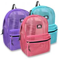 Trail maker 17 Inch Mesh Backpack - Wholesale Bulk Case Pack of 24 (Girls 3 Color Assortment)