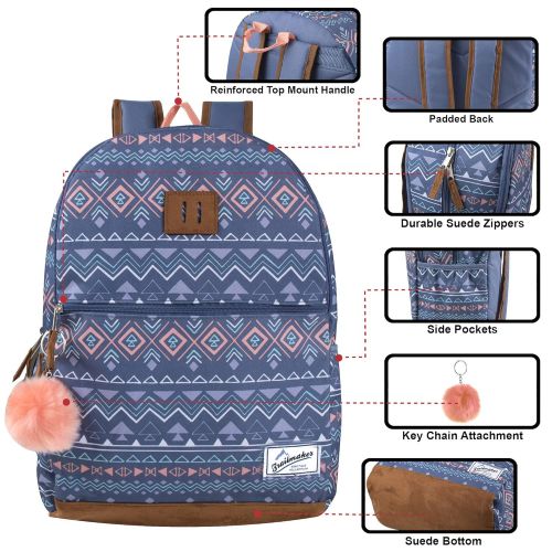  Trail maker Trailmaker Modern Backpack with Padded Straps, Suede Bottom, Fashion PomPom for School, College, Travel