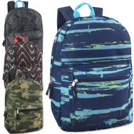 Trail maker 17 Inch Printed Backpacks For Boys & Girls Wholesale Bulk Case Pack Of 24 (Boys 3 Color Assortment)