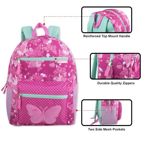  Trail maker Girls Backpack With Plush Applique And Multiple Pockets (Plush Butterfly)