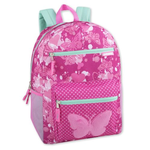  Trail maker Girls Backpack With Plush Applique And Multiple Pockets (Plush Butterfly)