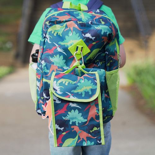  Trail maker Boys 6 in 1 Backpack Set With Lunch Bag, Pencil Case, Bottle, Keychain, Clip (Dinosaurs)
