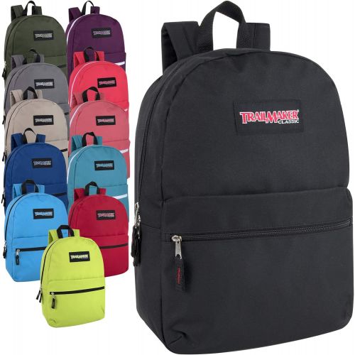  Trail maker 24 Pack- Classic 17 Inch Backpacks in Bulk Wholesale Back Packs for Boys and Girls