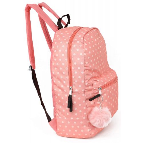  Trail maker Girls Fashion Backpack With Reinforced Vinyl Bottom and Bonus PomPom Keychain