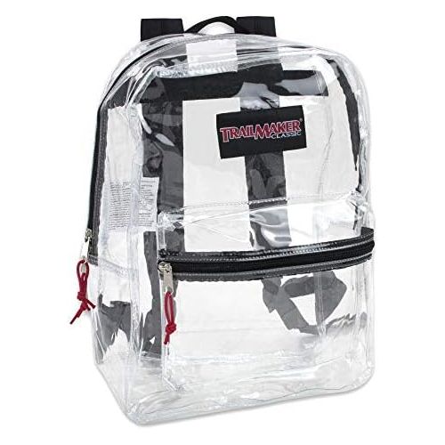  [아마존베스트]Trail maker Clear Backpack With Reinforced Straps For School, Security, Sporting Events (Black)