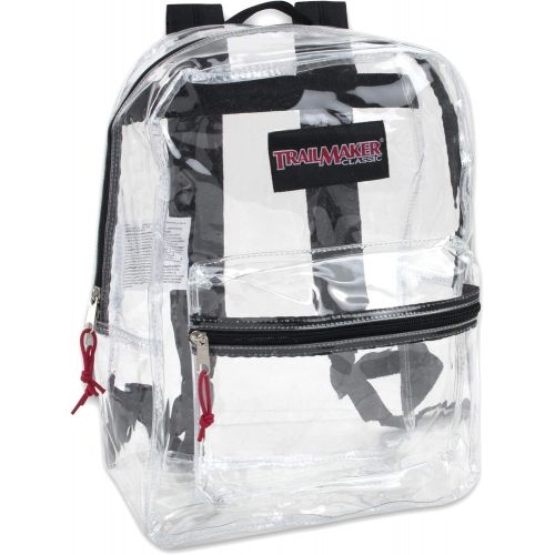  [아마존베스트]Trail maker Clear Backpack With Reinforced Straps For School, Security, Sporting Events (Black)