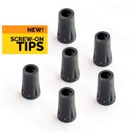 TrailBuddy 6-Piece Pack Replacement Rubber Tips for Trekking Poles - Threaded Screw-on Pole Tip Protectors Fits Most Standard Hiking Poles - 11mm Hole Diameter - Shock Absorbing, A