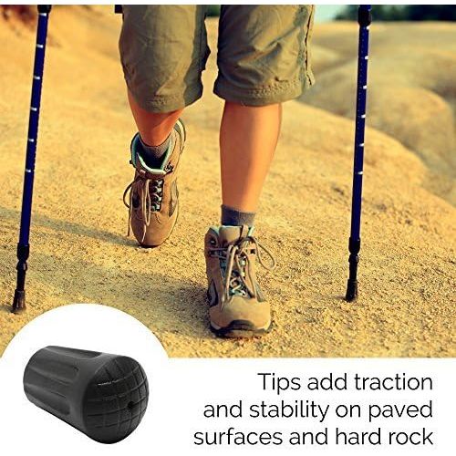  [아마존베스트]TrailBuddy 6-Piece Pack Rubber Tips for Trekking Poles - Replacement Pole Tip Protectors Fits Most Standard Hiking Poles with 11mm Hole Diameter - Shock Absorbing, Adds Grip, and T