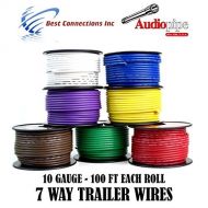 Audiopipe 7 Way Trailer Wire Light Cable for Harness LED 100ft Each Roll 10 Gauge 7 Rolls