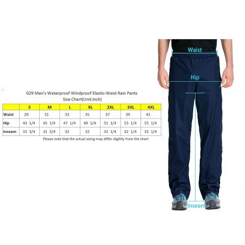  Trailside+Supply+Co. Trailside Supply Co. Mens Waterproof Windproof Elastic-Waist Rain Pants