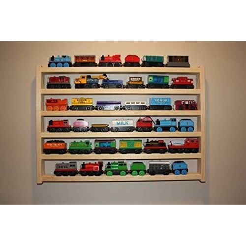  Train Rack Basic - Thomas Train Wooden Storage Display Wall Rack Shelf Play Table Accessory Case for Brio Chuggington Melissa and Doug