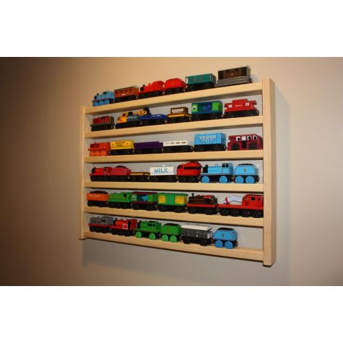  Train Rack Basic - Thomas Train Wooden Storage Display Wall Rack Shelf Play Table Accessory Case for Brio Chuggington Melissa and Doug