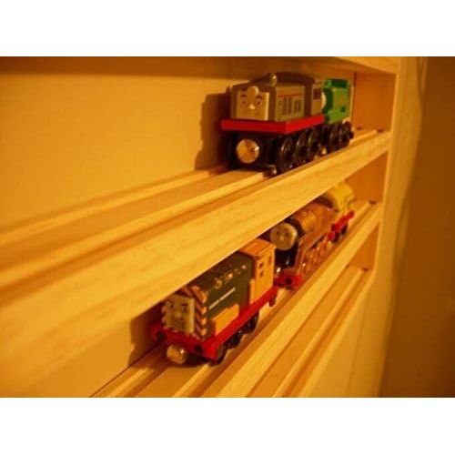  Train Rack Tall - Thomas Train Wooden Storage Display Wall Rack Shelf Play Table Accessory Case for Brio Chuggington Melissa and Doug