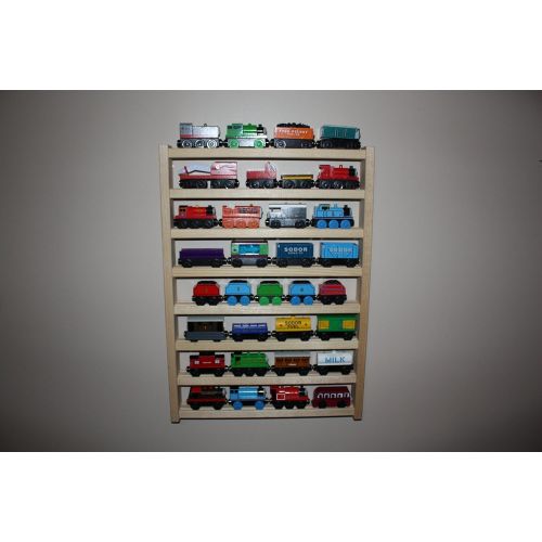  Train Rack Tall - Thomas Train Wooden Storage Display Wall Rack Shelf Play Table Accessory Case for Brio Chuggington Melissa and Doug