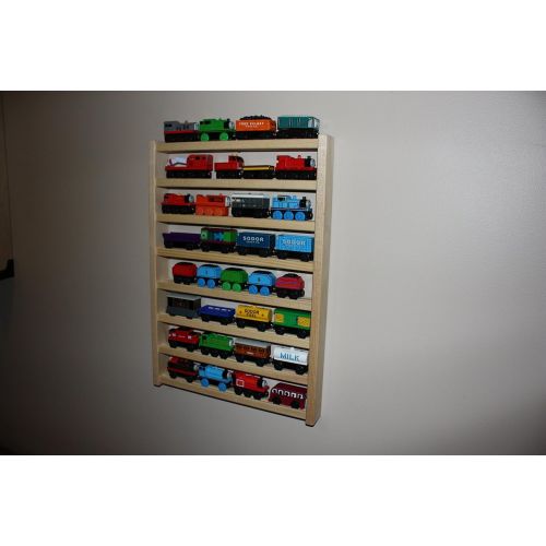  Train Rack Tall - Thomas Train Wooden Storage Display Wall Rack Shelf Play Table Accessory Case for Brio Chuggington Melissa and Doug