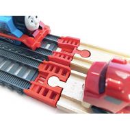 TrainLab Track Adapters Compatible with Trackmaster (2014+) to Wooden Railway Train Tracks (2pc) (Red)