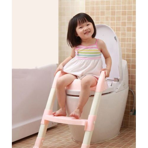  Trainer JBHURF Folding portable child toilet seat ring ladder Multifunction Baby stepped auxiliary toilet - pink Suitable for children 6 months - 6 years old (Color : Pink)
