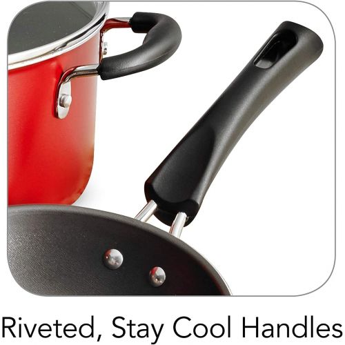  [아마존베스트]Tramontin NEW 9-Piece Simple Cooking Nonstick Cookware Set (Red)