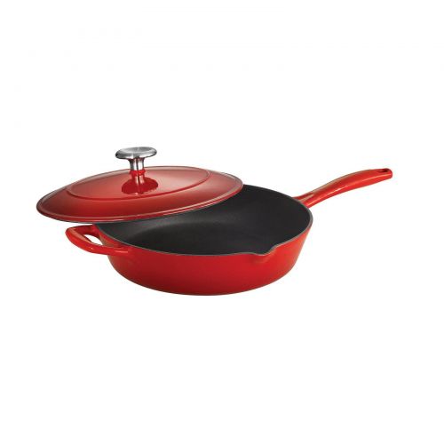 Tramontina Gourmet Enameled Cast Iron Covered Skillet - Gradated Red