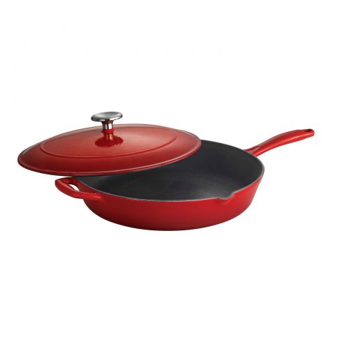  Tramontina Gourmet Enameled Cast Iron Covered Skillet - Gradated Red