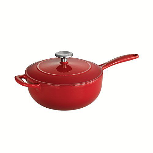  Tramontina Gourmet Enameled Cast Iron 3 qt. Covered Saucier - Gradated Red