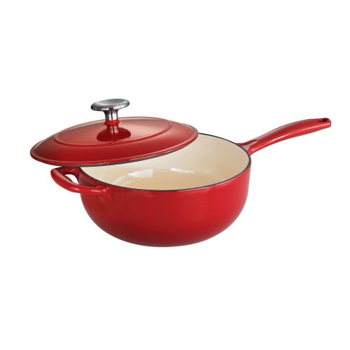  Tramontina Gourmet Enameled Cast Iron 3 qt. Covered Saucier - Gradated Red