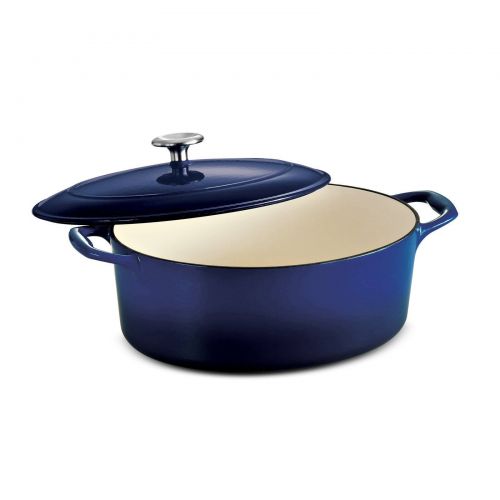  Tramontina Gourmet Enameled Cast Iron Covered Oval Dutch Oven - Gradated Cobalt